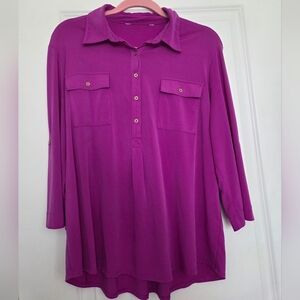 Women's Magenta Button-Up Top